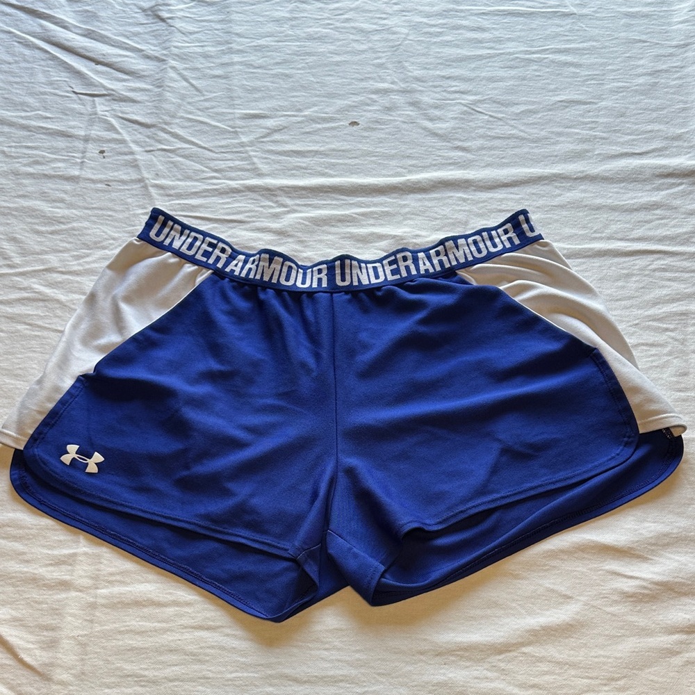 Under Armour Women's Athletic Shorts in Blue and White